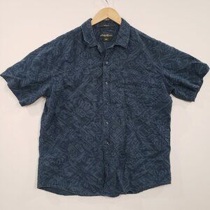 Eddie Bauer Mens Relaxed‎ Fit Button Up Shirt Blue Size L Lightweight Casual